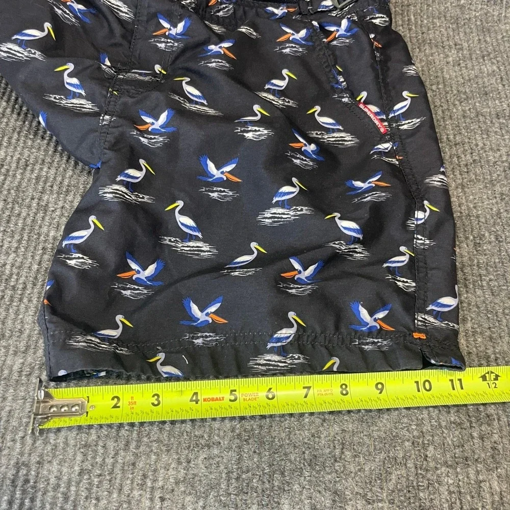 Superdry Pelican Print Swim Shorts Mens L Navy Blue Excellent Mesh‎ Lined Trunks